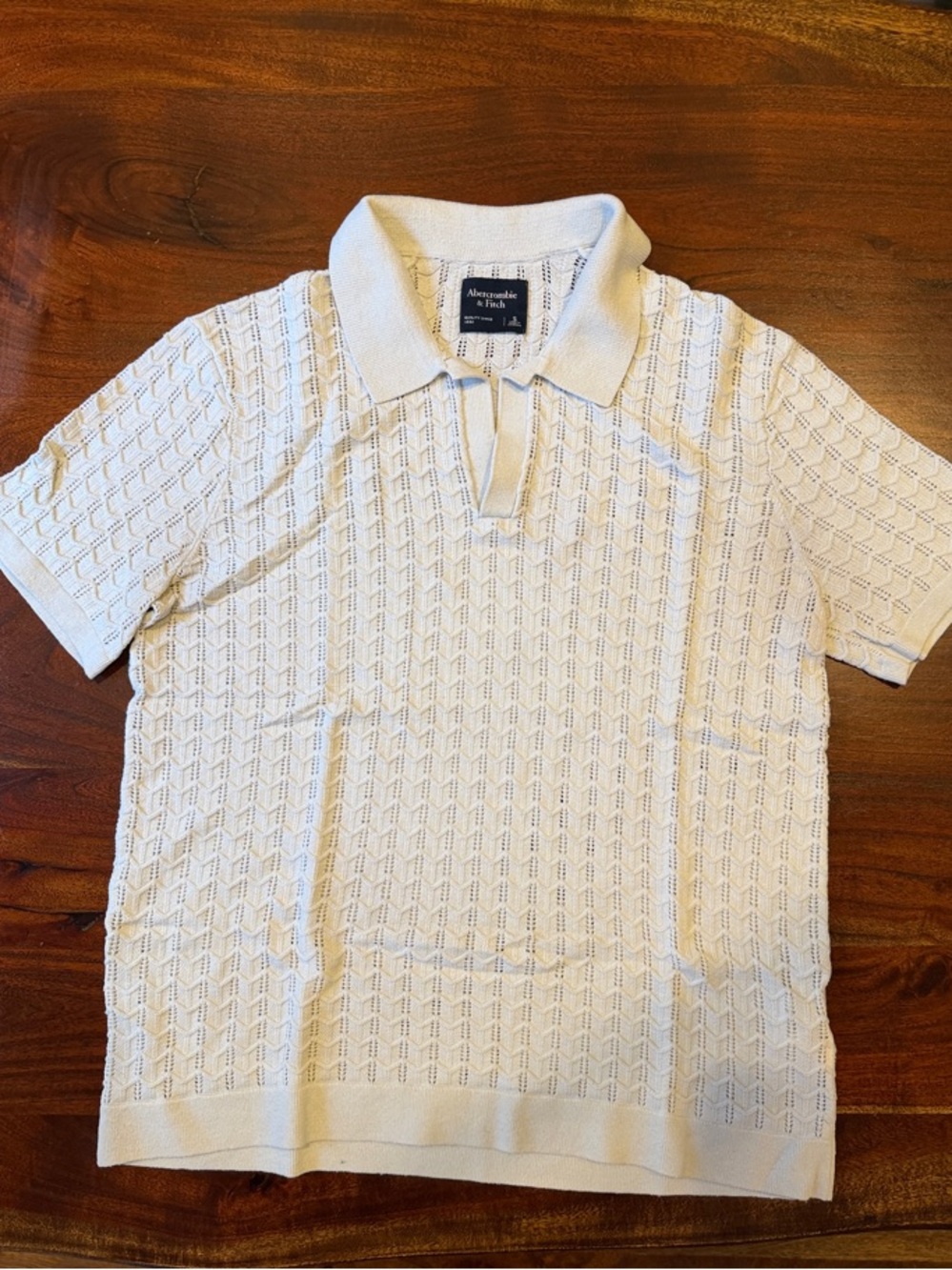 Abercrombie Men's Open-Placket Knit Polo in Cream